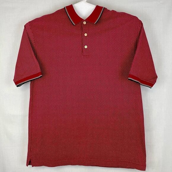 Dockers‎ Shirt Mens Large Short Sleeve Golf Polo Mercerized Cotton Red White - Picture 1 of 10
